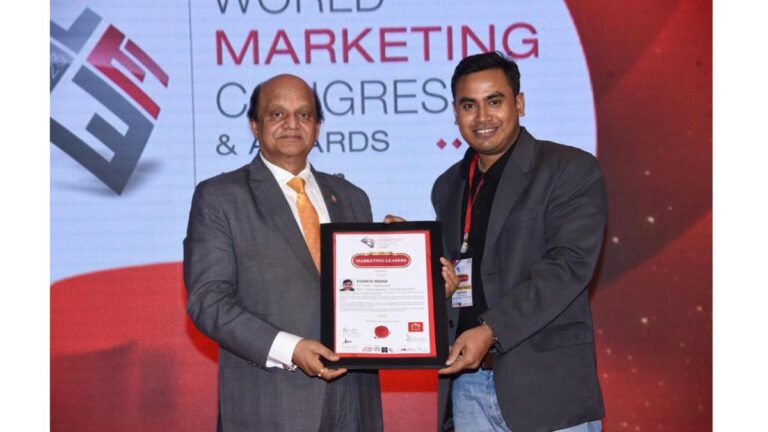 Susanta Manna won the ‘Most Admired Marketing Leaders Award’ for 2023 at the 10th Edition of World Marketing Congress