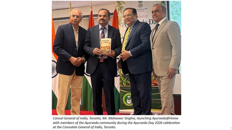 ‘Ayurveda@Home’ Book Launched in Toronto on Ayurveda Day 2026